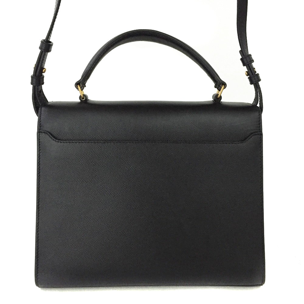 EGA Saint Laurent Cassandra Leather 2WAY Top Handle Bag Black/7CC0164