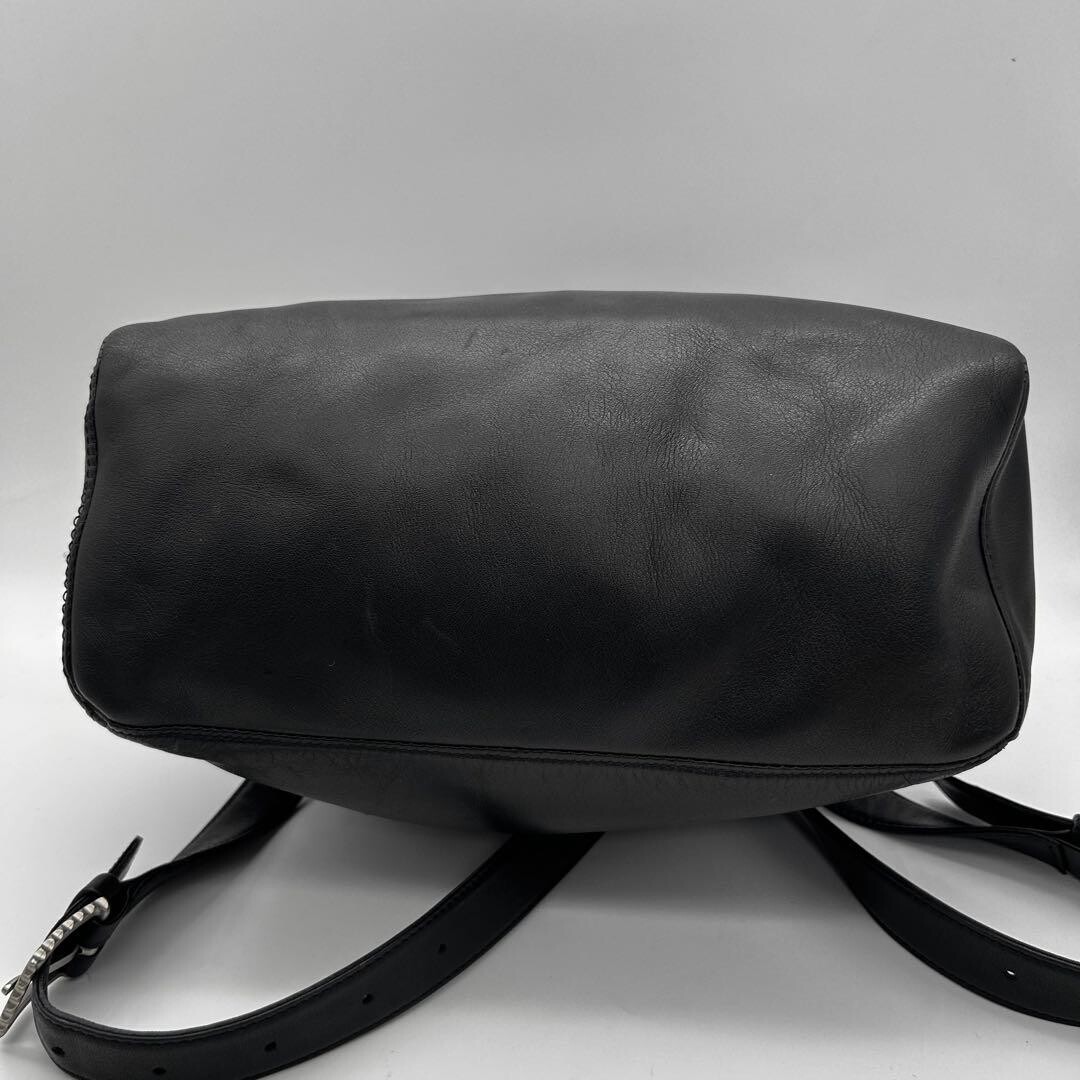 Hirokohayashi Black Leather Backpack A4 Silver Hardware Women Auth