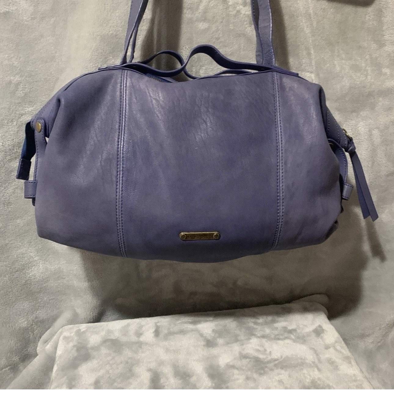 Joelle Hawkens Periwinkle Leather Lace Up Corset Detail Shoulder Bag Purse Boho
