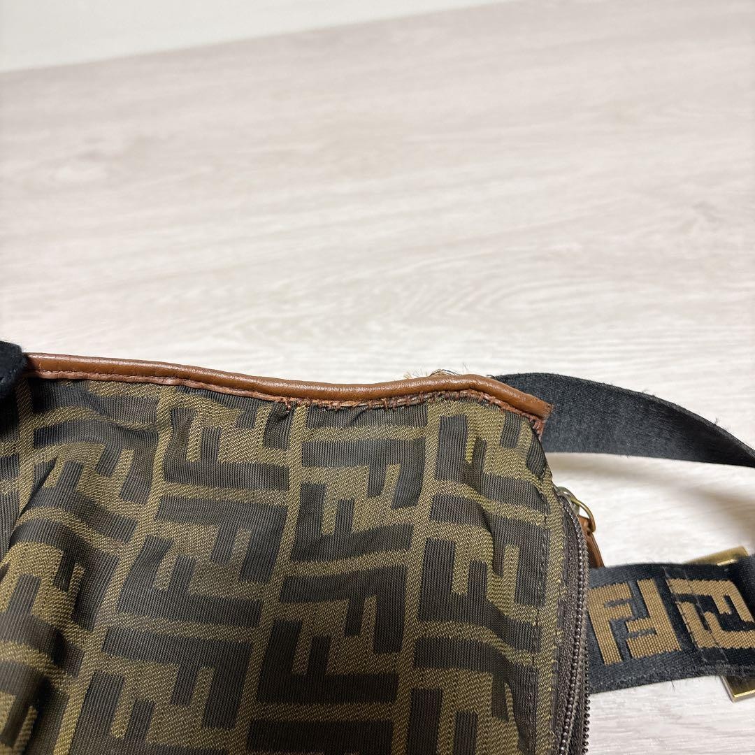 Excellent Condition FENDI Messenger Bag Zucca Pattern Big FF Logo 11a