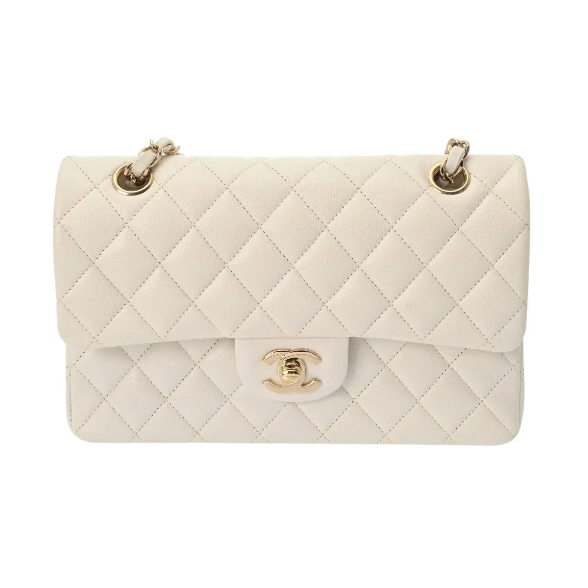 Chanel A01113 Shoulder Bag Grained Leather White #WB6606