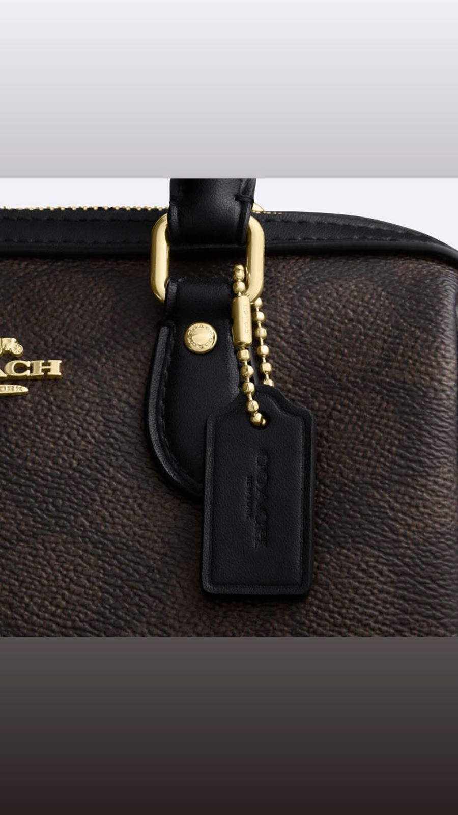 Coach Brown Signature Logo Small Satchel Zip Top, Strap, Luggage Tag