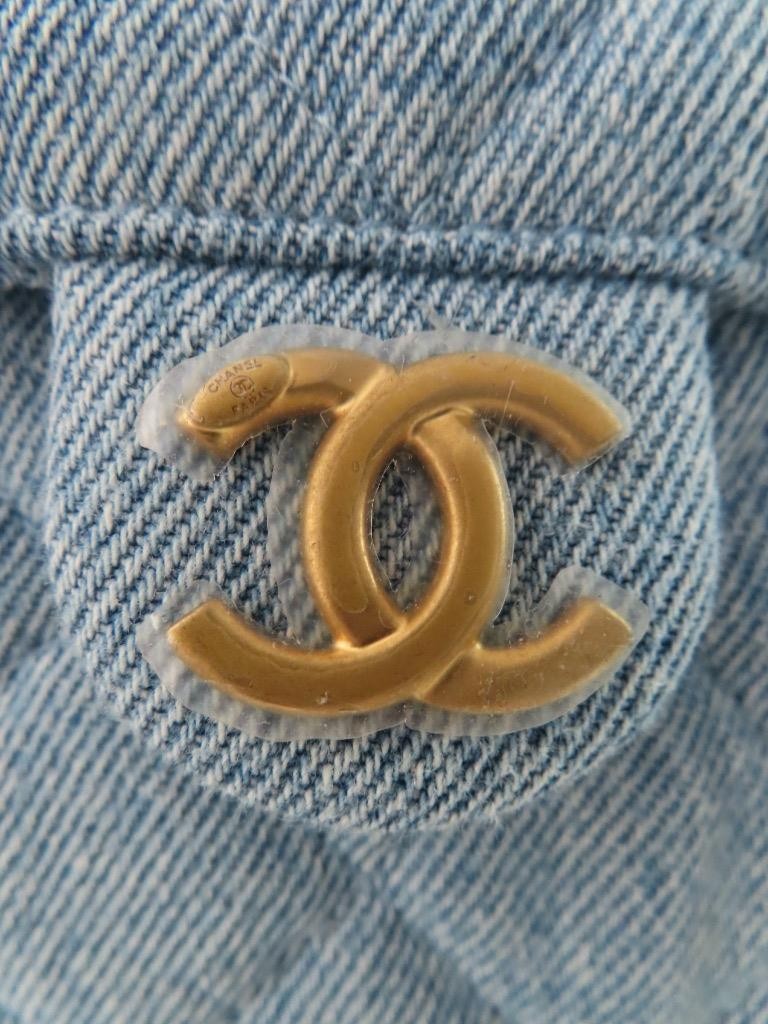 CHANEL Blue Washed Quilted Denim/Gold-Tone Hardware ‘Chanel 25’ Small Handbag