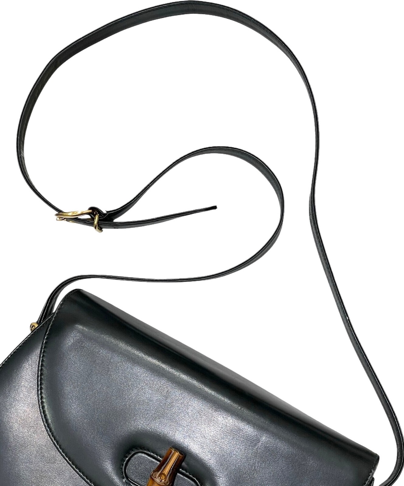 Gucci Bamboo Lock 001 406 Leather Black Shoulder Bag #TFB1820
