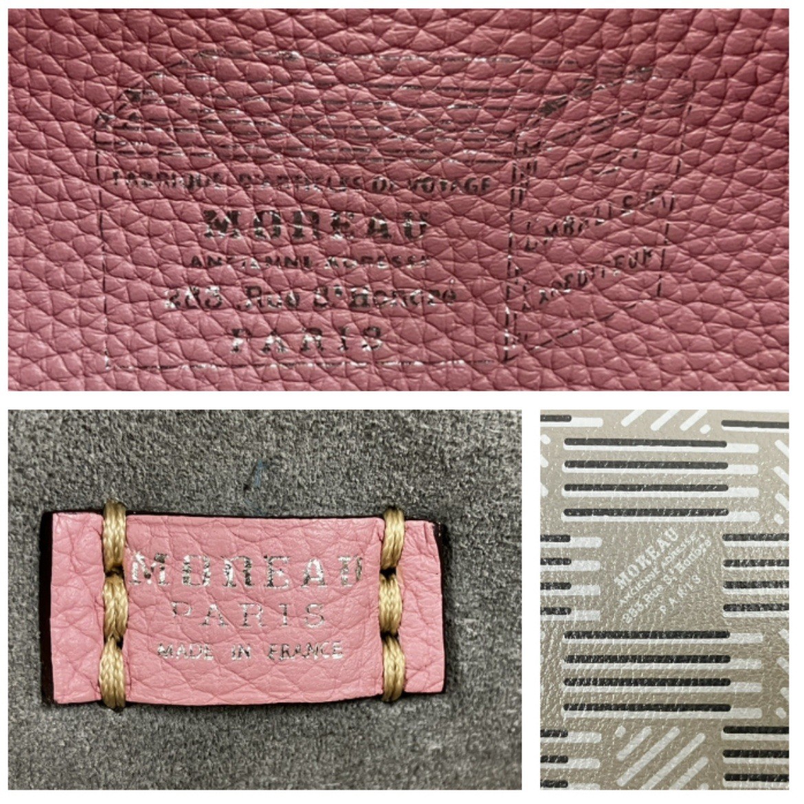 MOREAU PARIS Monogram Tote Bag gray pink Leather