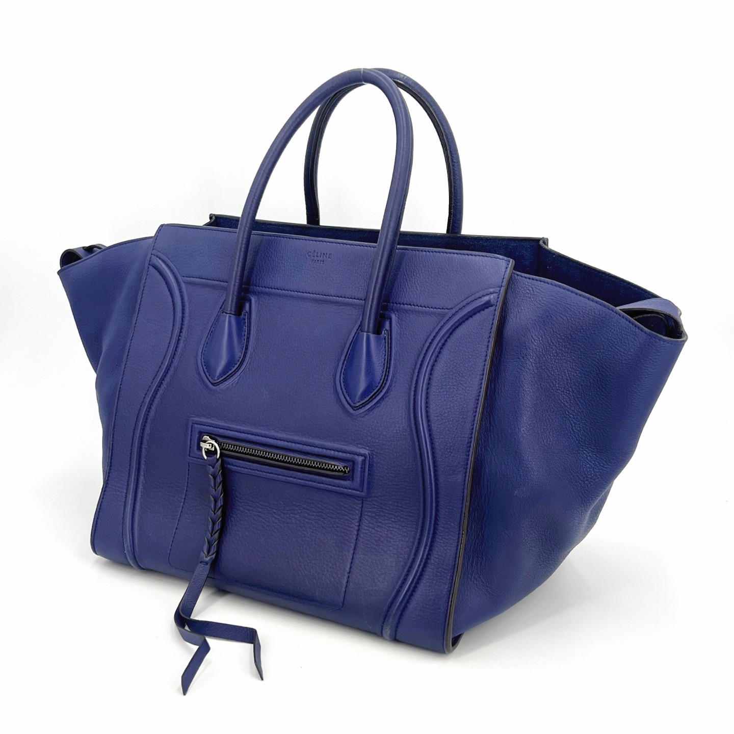 CELINE Phantom Luggage Medium Electric Blue Grained Calfskin Tote US Ship