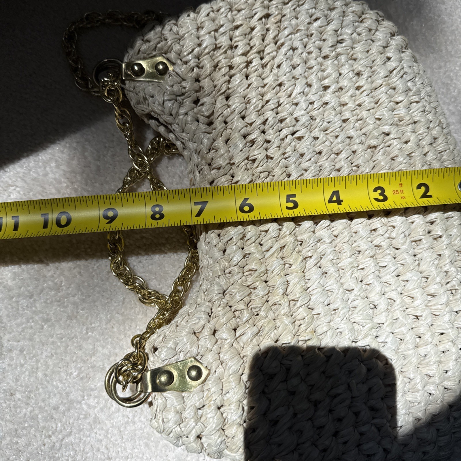 MM Crochet Straw Purse. Gold Tone Hardware. Vintage