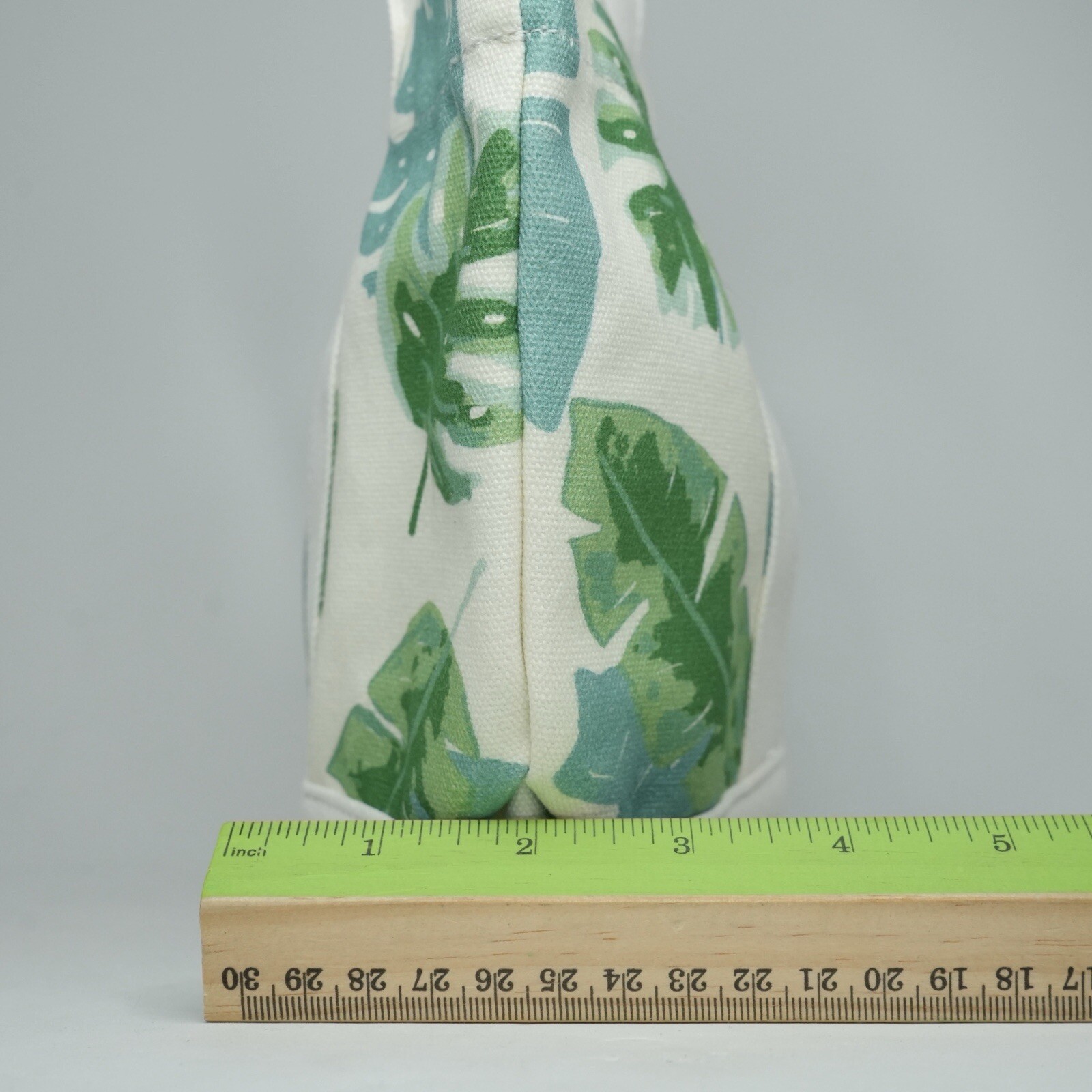 J. Crew Mini Structured Canvas Tote Bag Ivory Monstera Green Beige NWT
