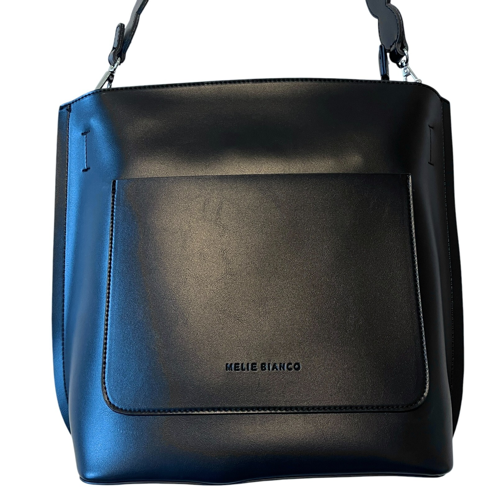 Melie Bianco Black Cecilia Saddle Large Tote Bag