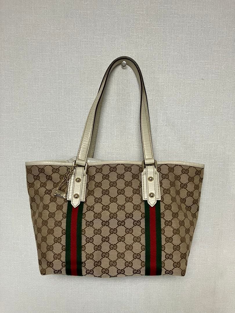 GUCCI Canvas Leather Shoulder Bag Women Auth 8.66 x 10.62 x 5.11inch