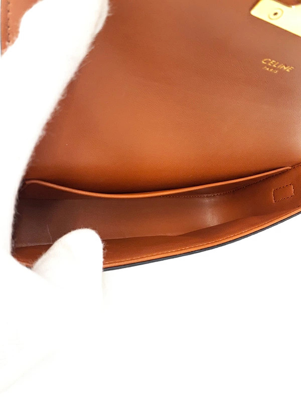 Celine Triomphe Canvas Claude 194142CUZ.04LU Leather Tan Brown Shoulder Bag
