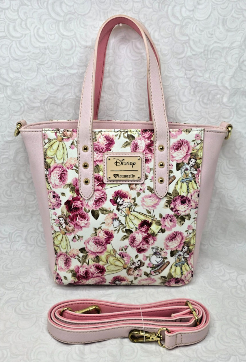 Loungefly Disney Beauty And The Beast Belle Floral Rose Crossbody Bag Purse