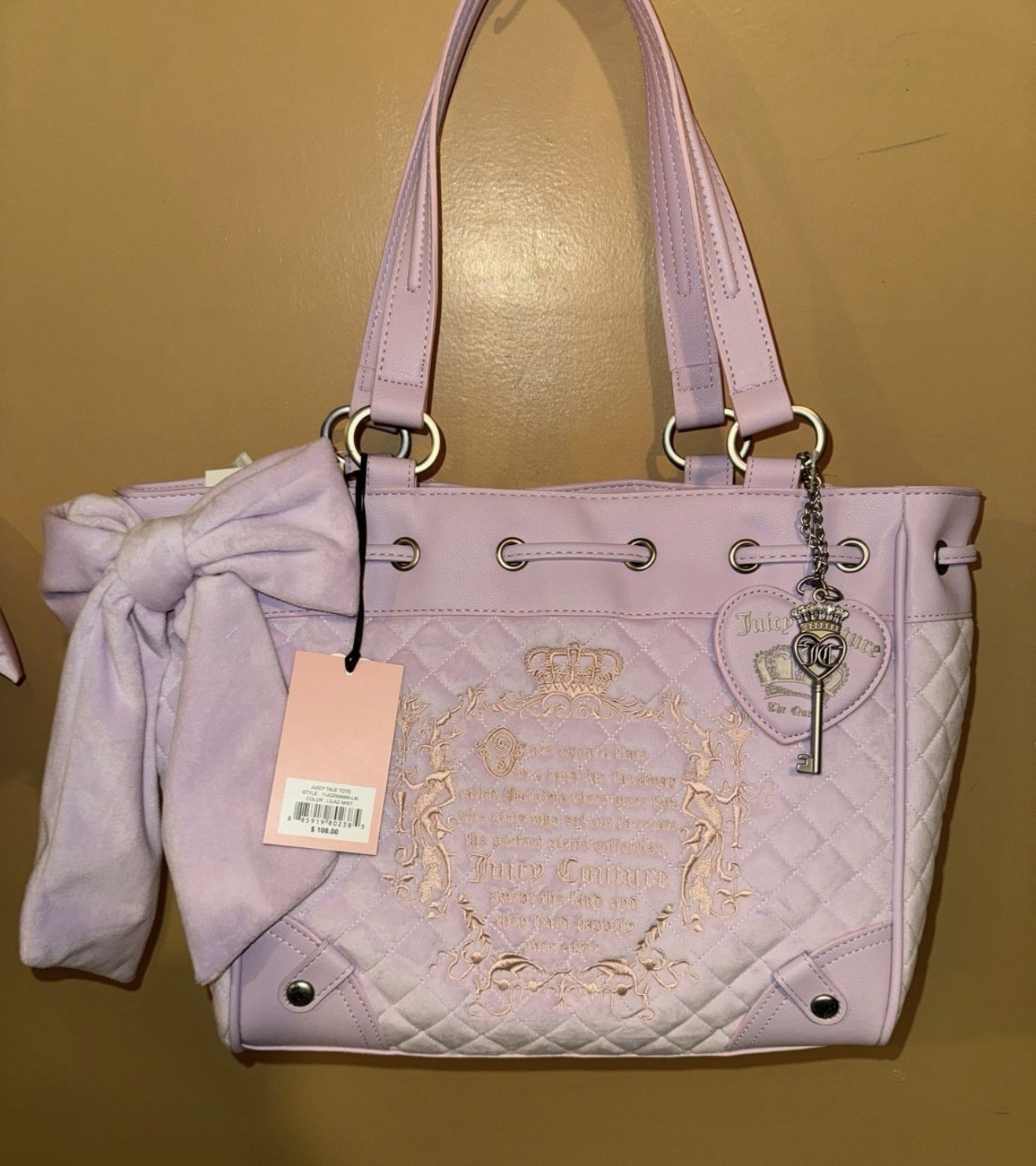 Juicy Couture Quilted Juicy Fairy Tale Daydreamer Tote Bag Gorgeous Lilac Mist