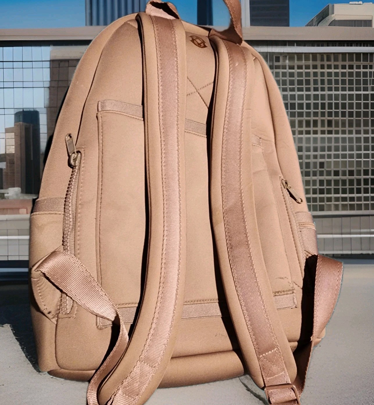 Dagne Dover Dakota Neoprene Backpack – Medium – Dune Taupe Pink – 13 Laptop Bag