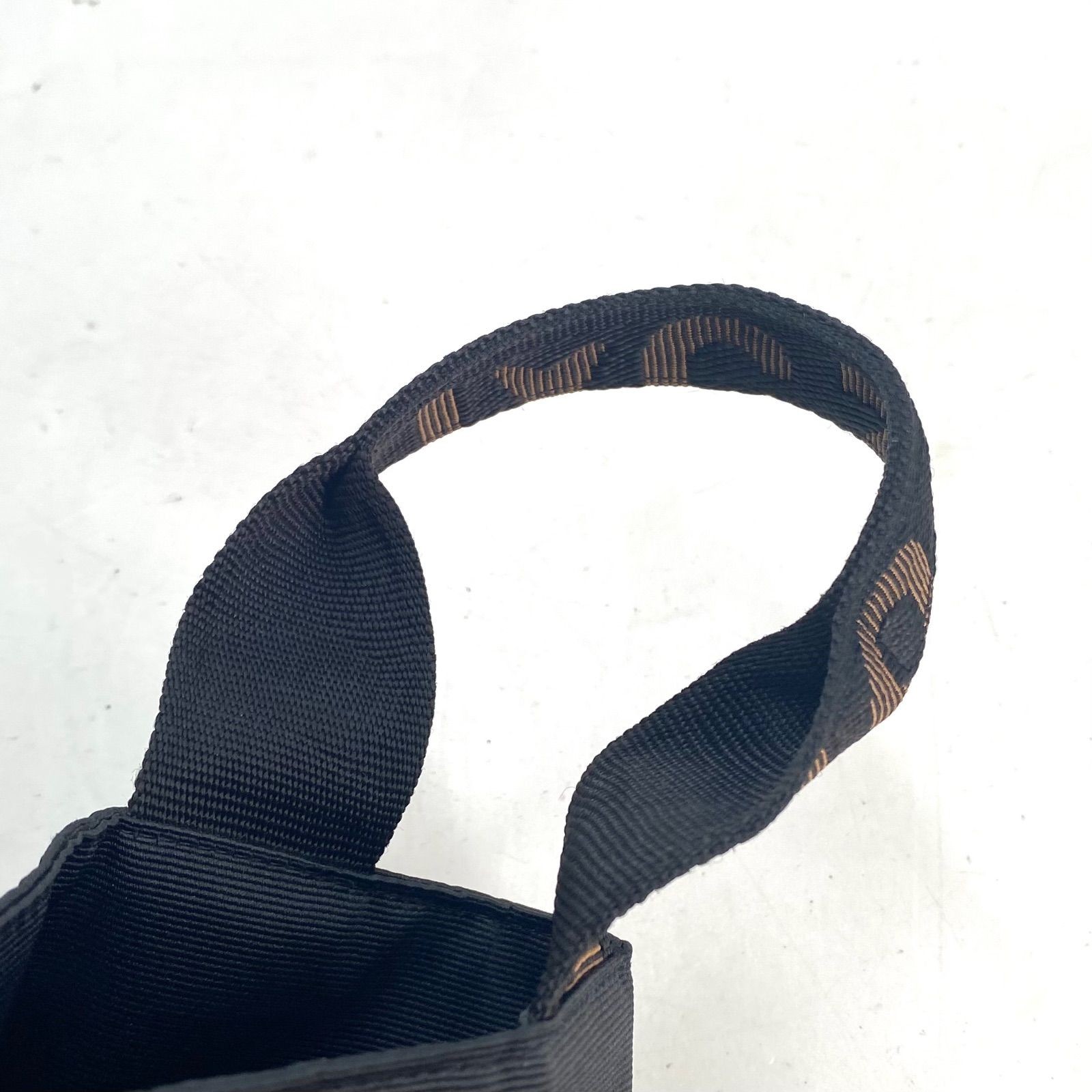 Fendi Mini Lunch Hand Tote Bag Black Canvas Logo Formal 18.5cm GA327