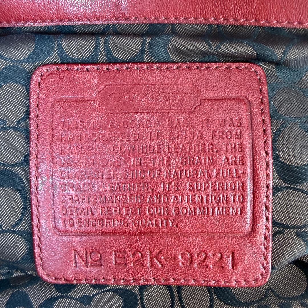 COACH 9221 Red Leather Ergo Hobo Shoulder Bag Crescent Rare Color 15.7in #1102