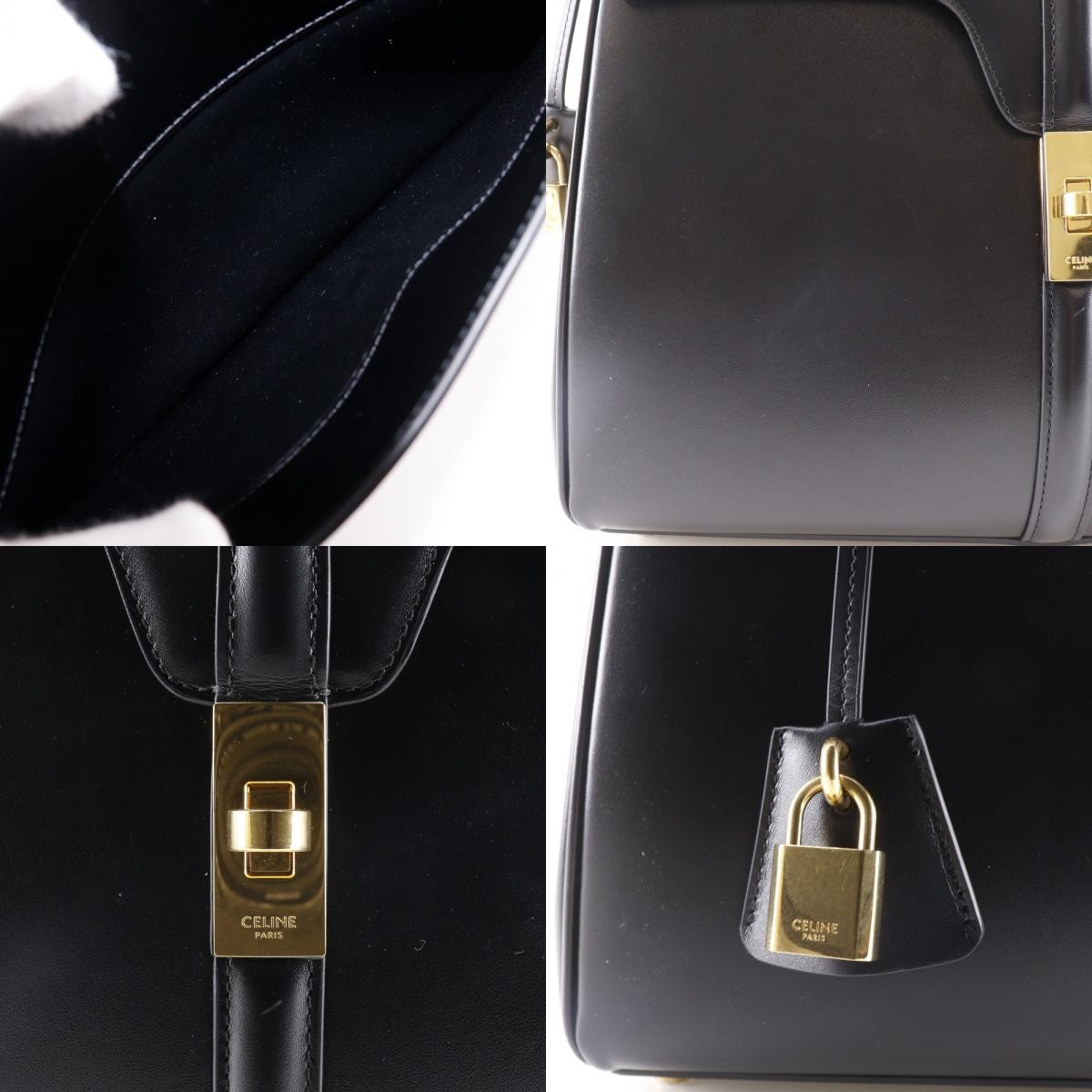 CELINE 16 Sèze Classic Handbag 187373BEY 2WAYShoulder black Calfskin Women