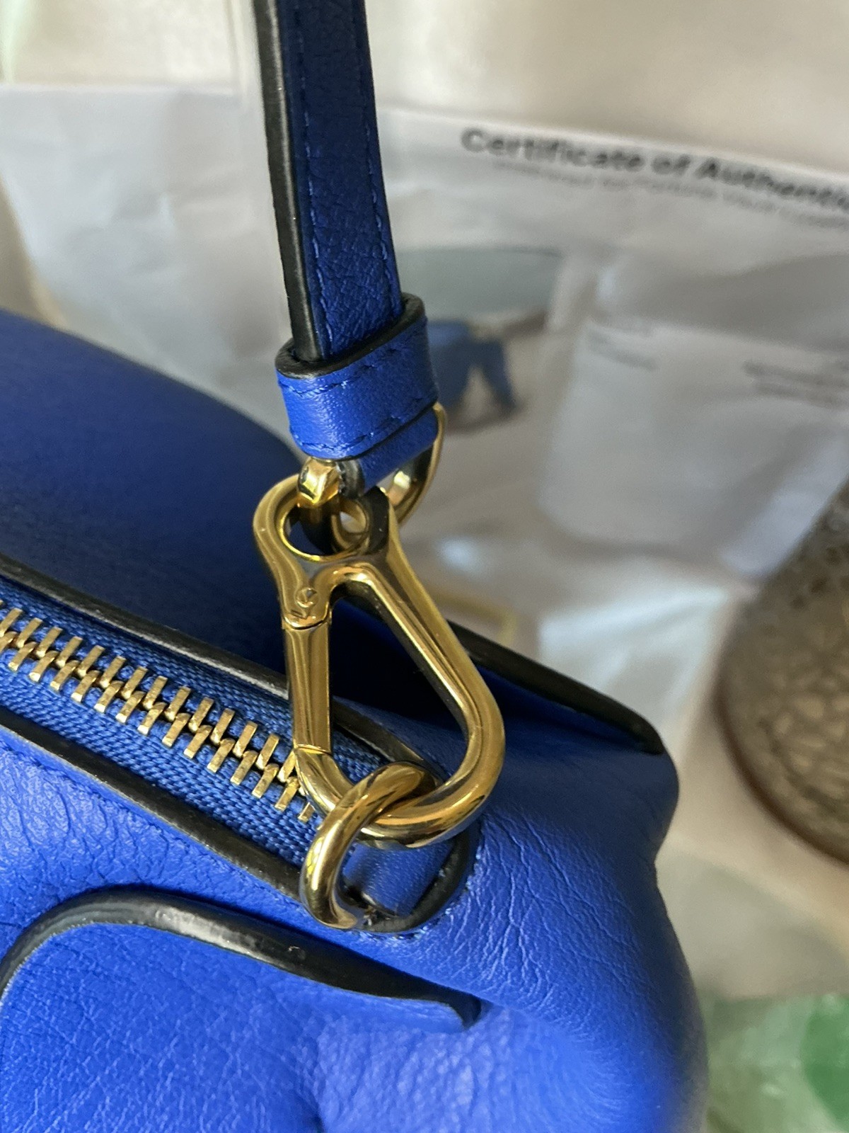 EUC Loewe Elephant Royal Blue Calfskin Elephant-Shaped Crossbody w COA