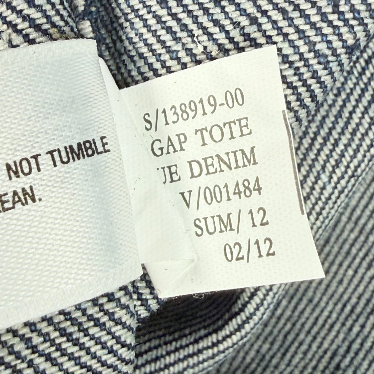 Gap Rainbow Logo Denim Tote Bag Print Medium Blue Cotton Blend 2012 NEW
