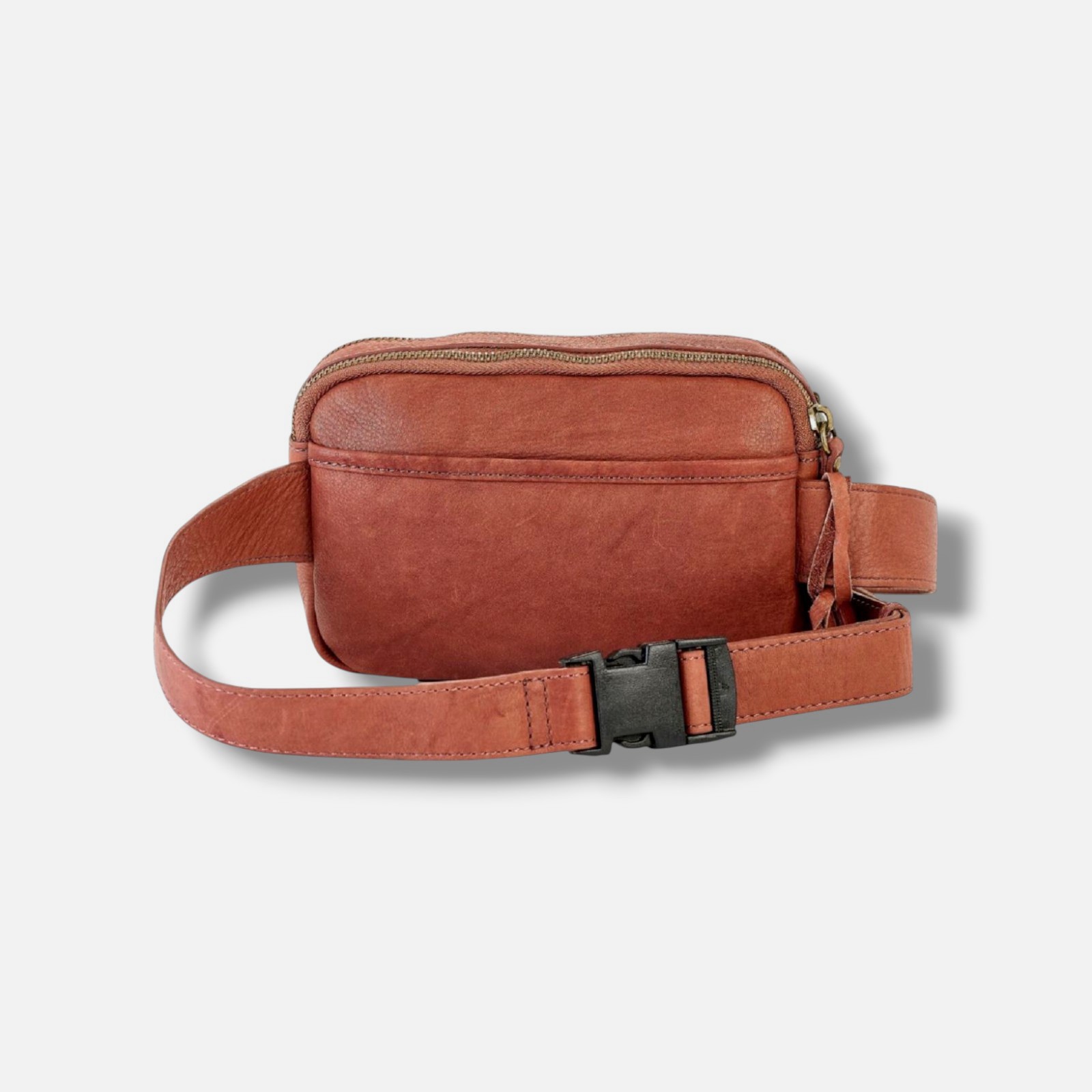 Born Women’s Red Leather Rustic Zipper Trim Belted Riverside Crossbody Bag