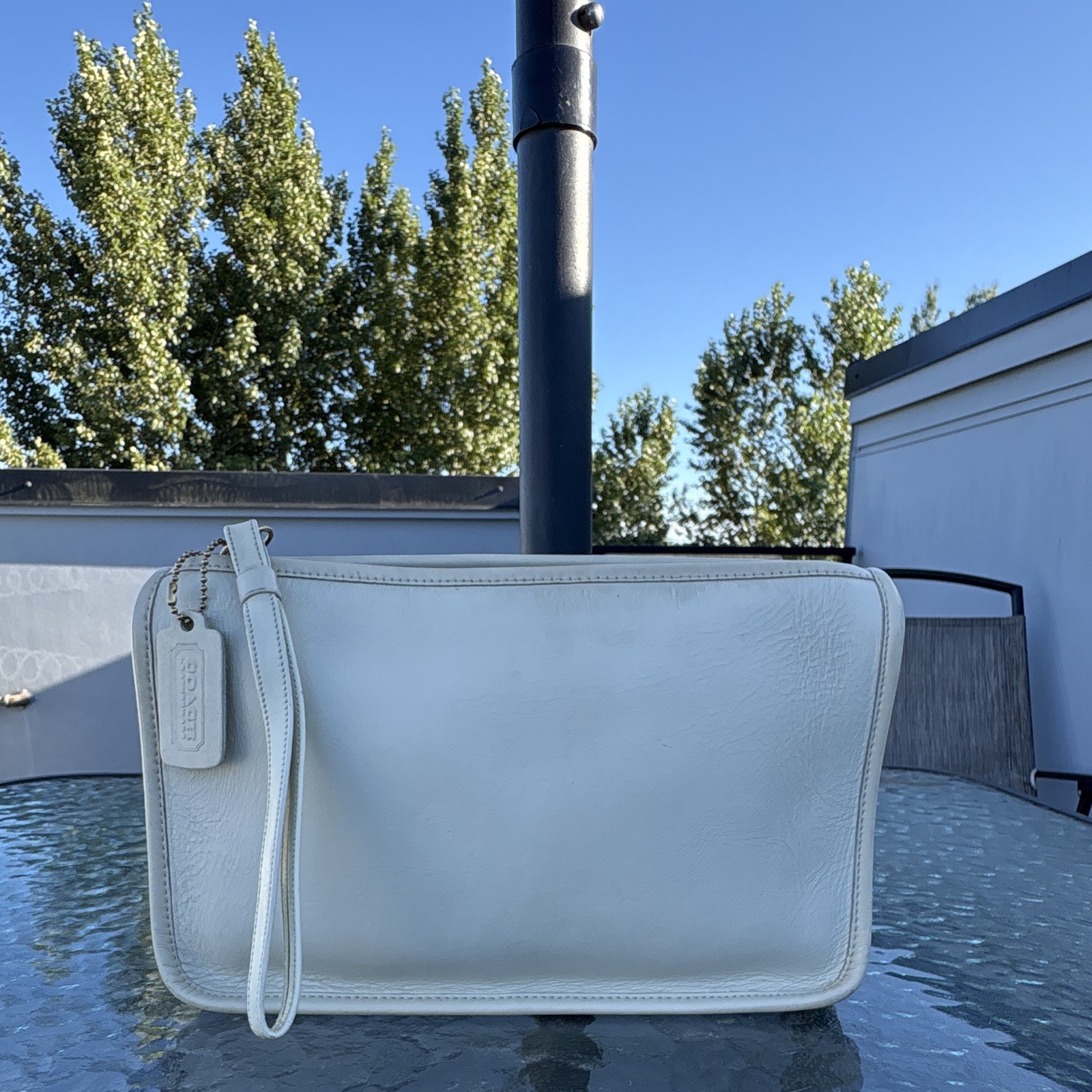 70s Vintage Coach #9455 MADE IN NYC Basic bag / in Bone color leather