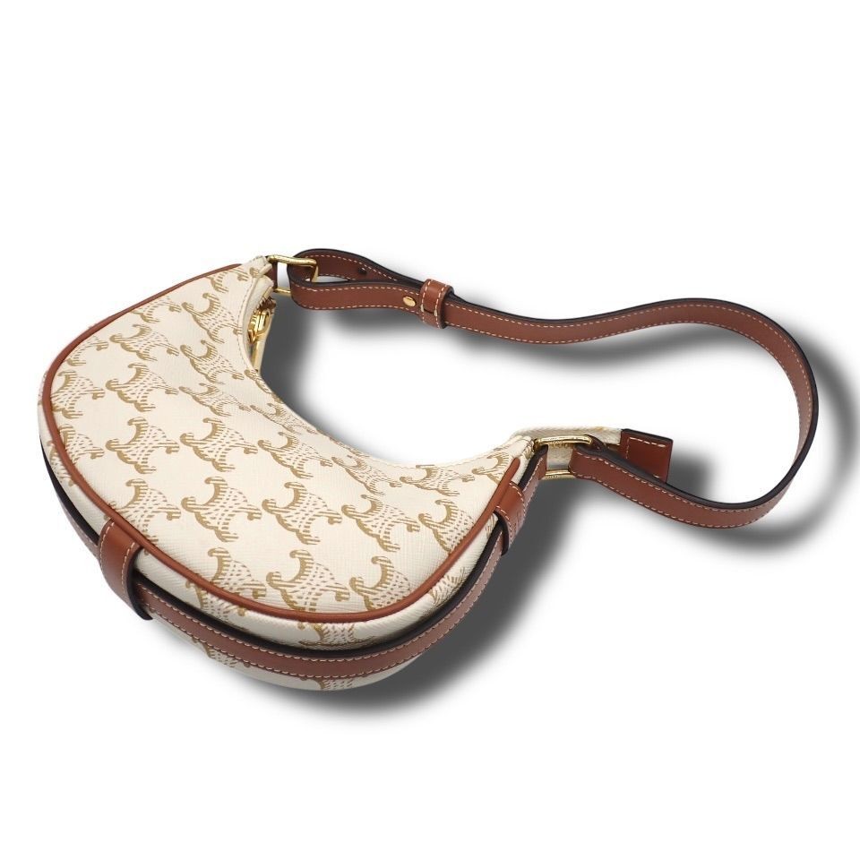 CELINE Bag: Mini Ava White Brown Gold W18H8.5-12.5D5cm w/o accessories;