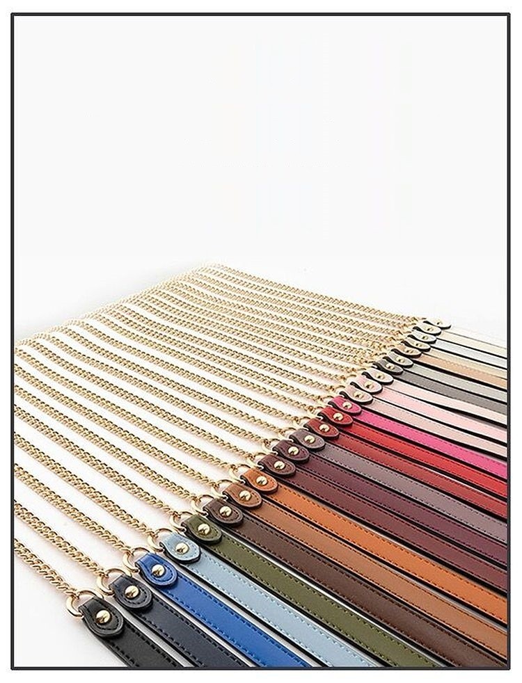 Replacement Retro PU Leather Purse Chain For Handle Shoulder Bag Light Golden