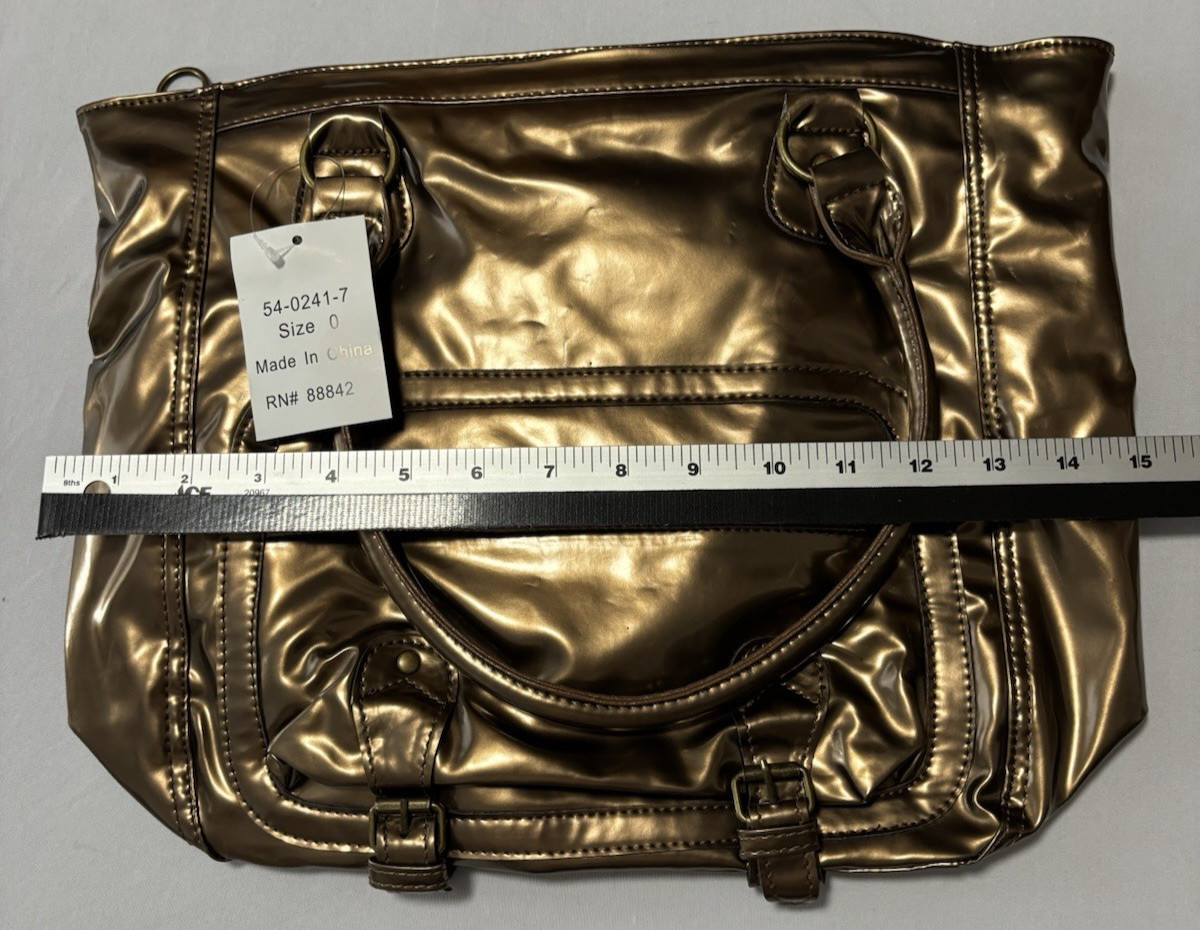 Shiny Bronze Lightweight Tote Shoulder Bag Tablet Purse Y2K 90’s Retro Travel