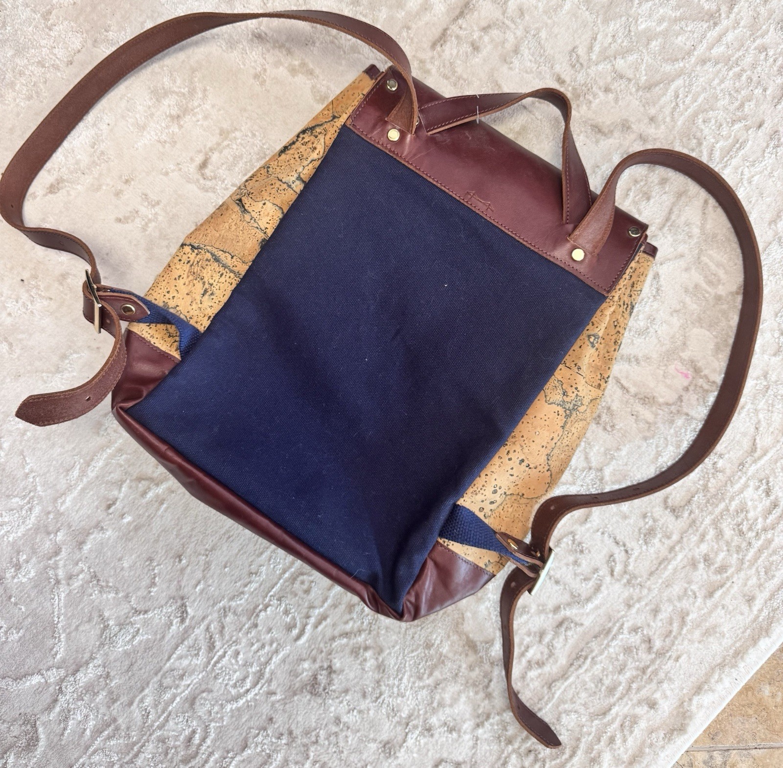 Spicer Bags San Francisco Cork & Canvas Foldover Backpack with Leather Straps