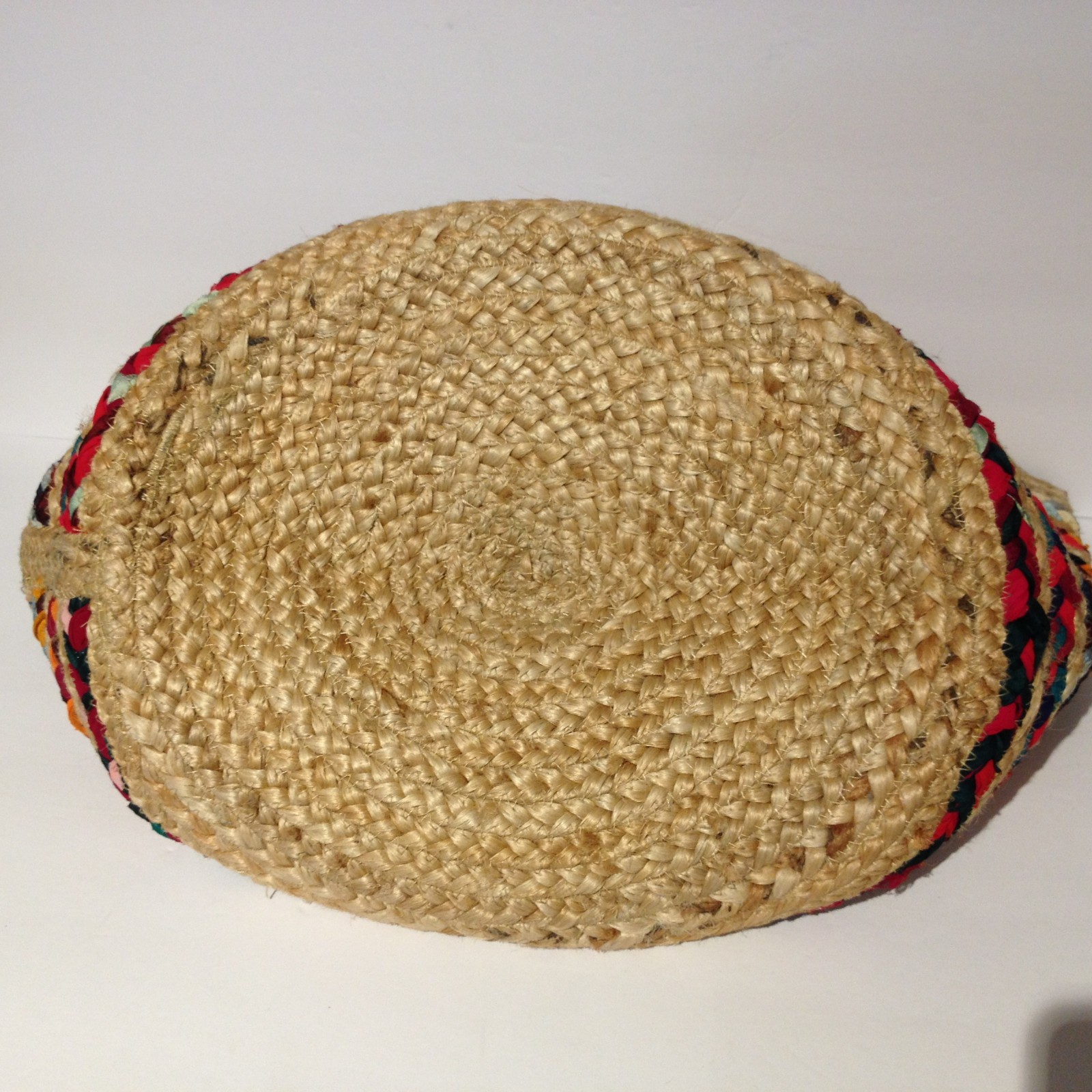 Olivia Miller Rosana Large Jute + Cotton Colorful Beach Tote Bag 12 x 12″ Round