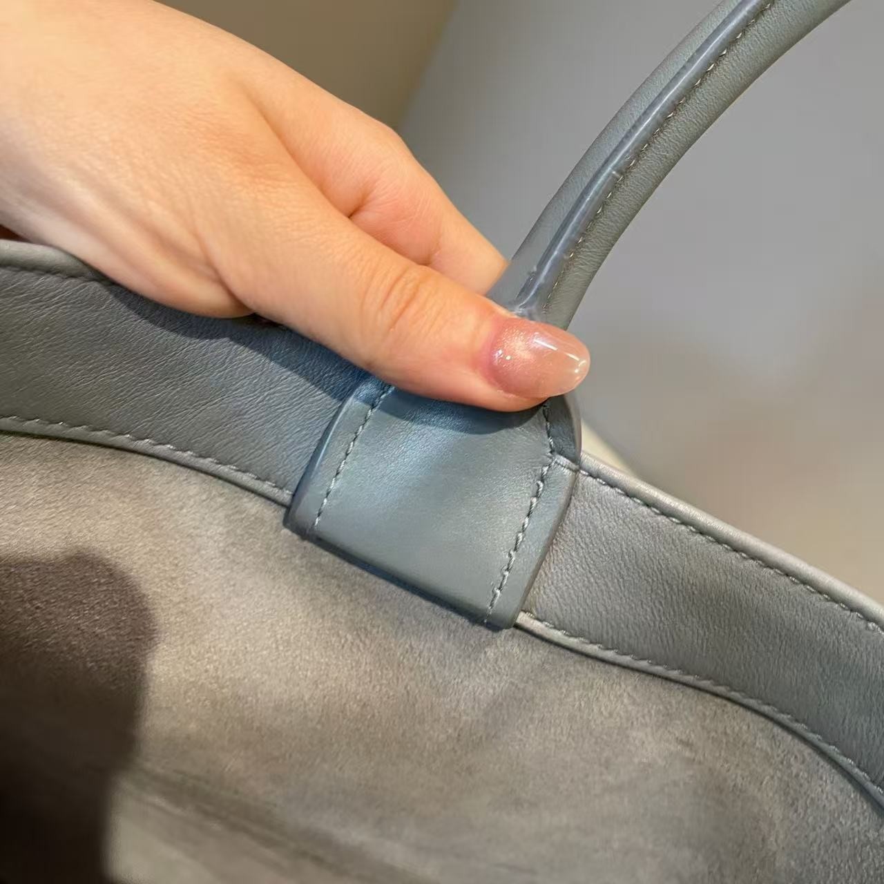 Christian Dior Medium Book Tote Handbag Pale Blue Smooth Calf Leather Auth