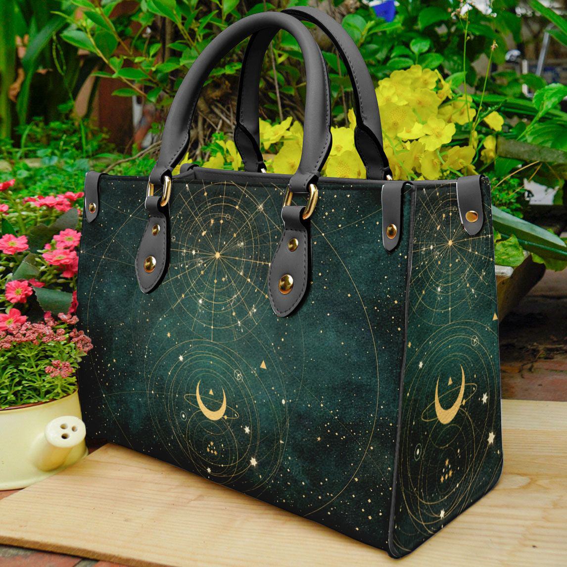 Celestial Moon Crossbody Bag Astrology Star Map Cosmic Space Women Purse