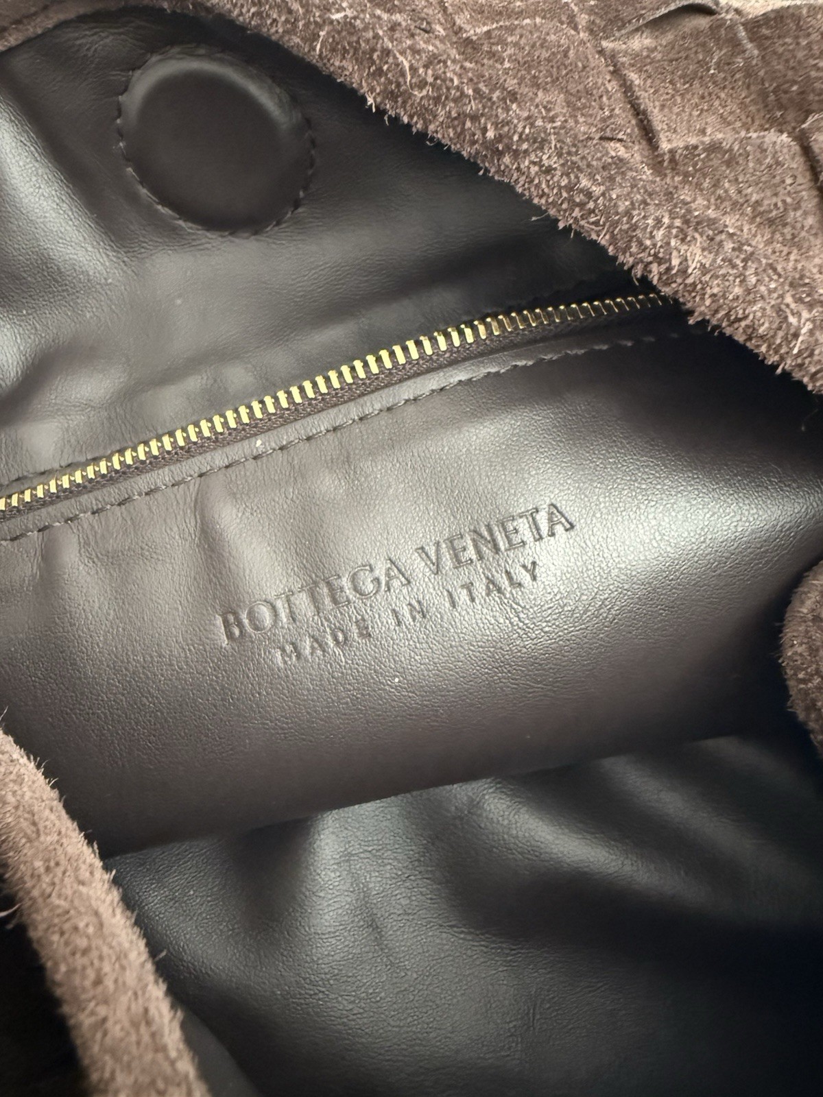 Bottega Veneta Hop Small Shoulder Bag Fondant Brown Suede