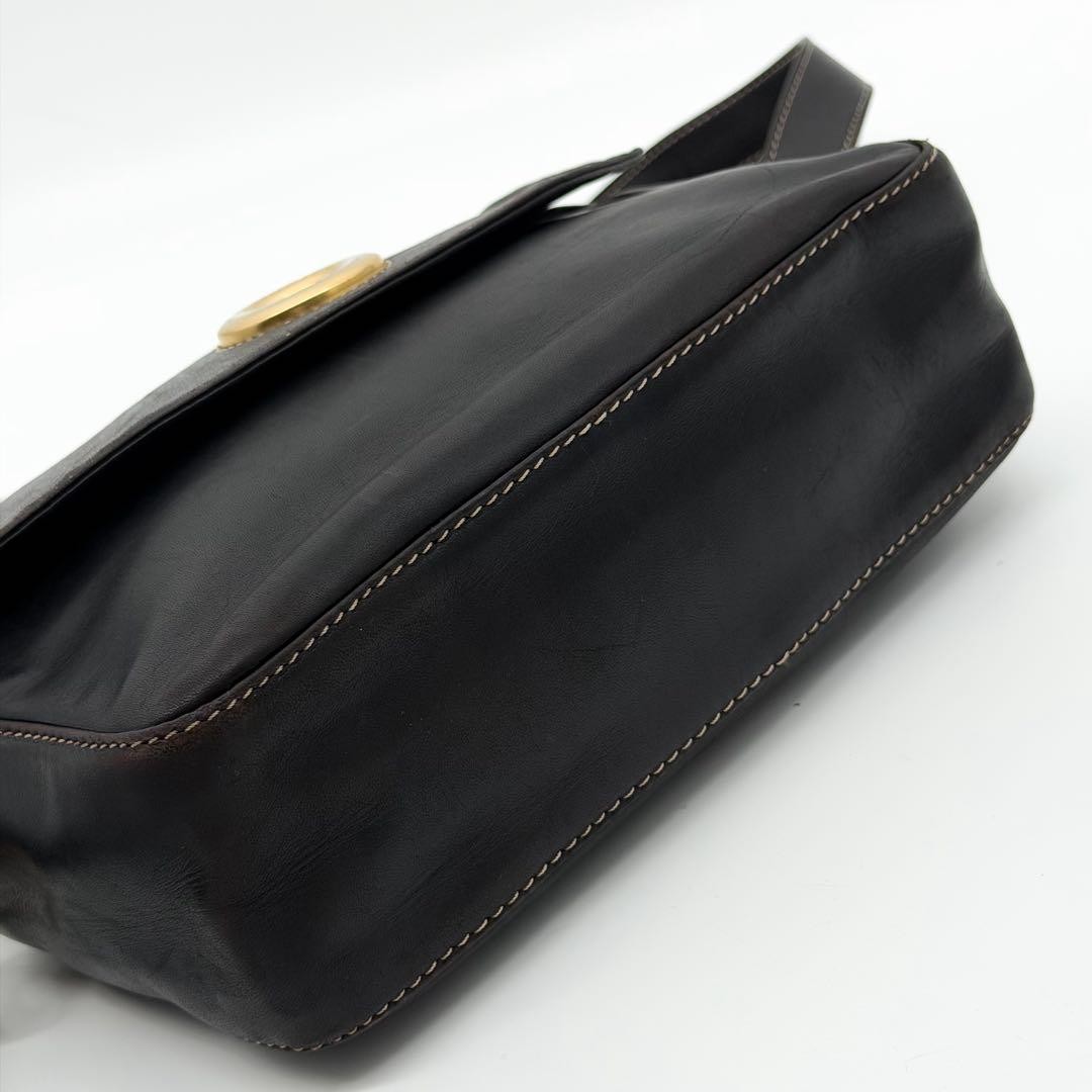 CELINE M94 Vintage Brown Leather Circle Shoulder Bag Women’s Crossbody