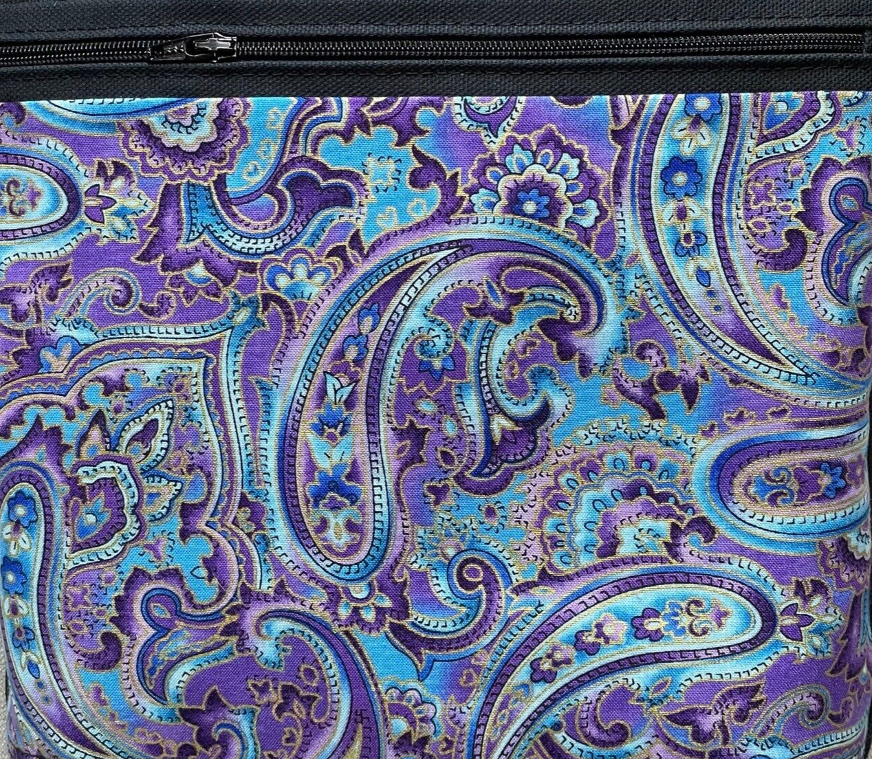 Paisley Crossbody Canvas Bag Black / Purple / Blue / Fabric and Canvas Handmade