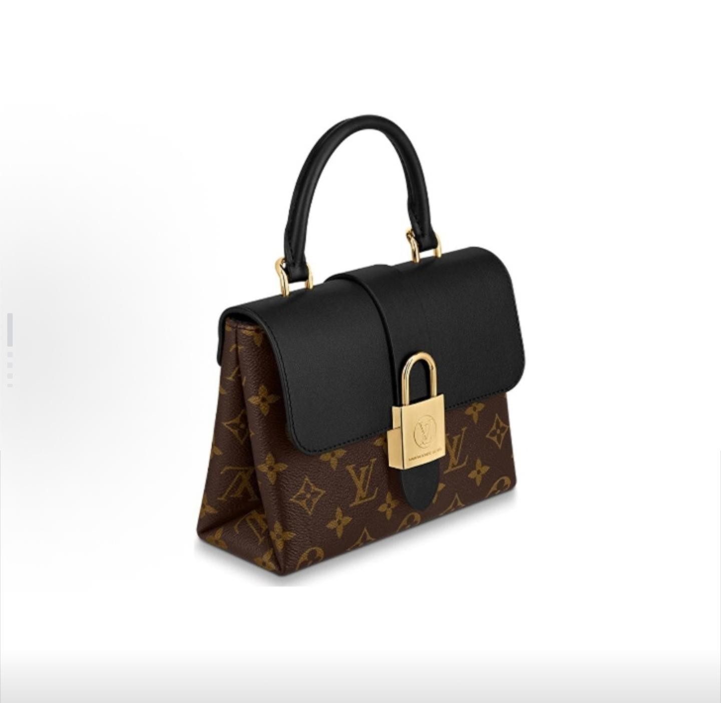 Louis Vuitton Locky BB Monogram Coated Canvas Black Leather Trim Padlock Bag