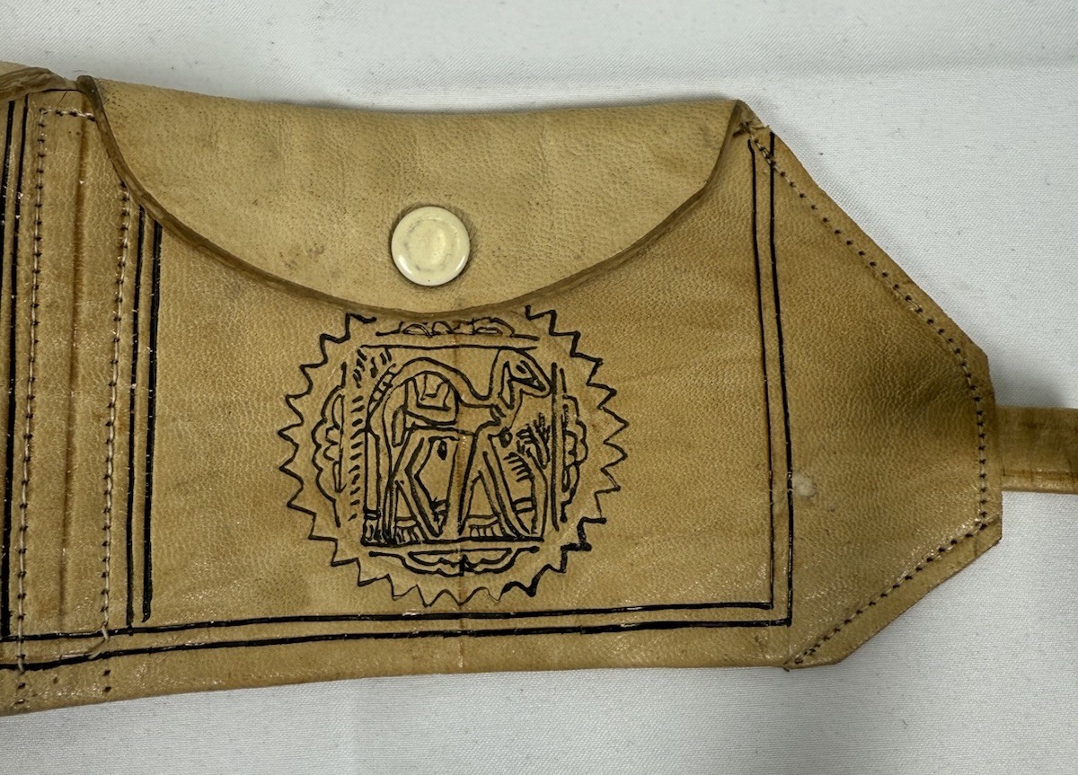 Vintage Egyptian Print Coin Money Waist Purse Holder Leather Camels Adjustable