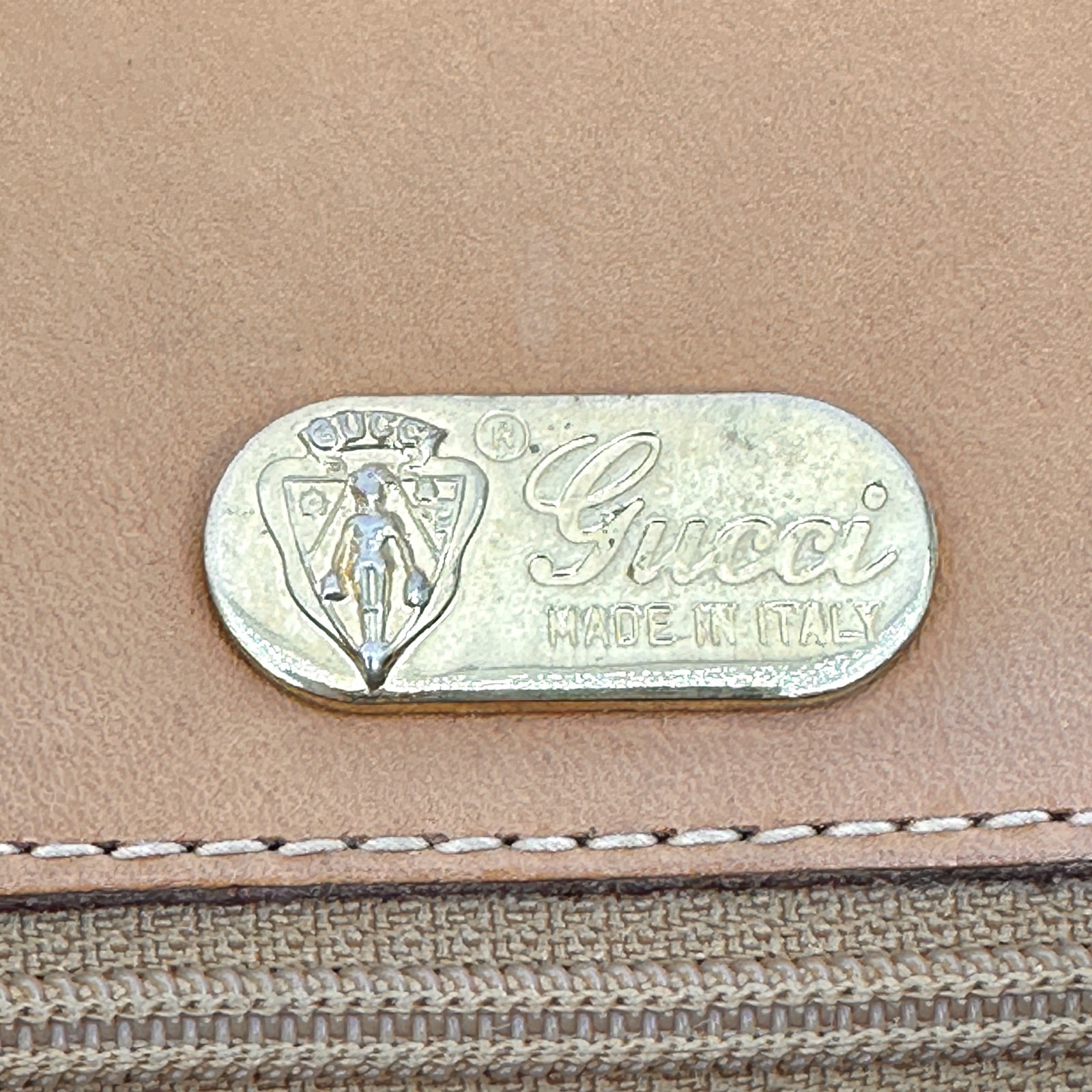 Vintage Gucci Micro GG PVC Leather Crossbody Shoulder Bag Beige Purse Authentic