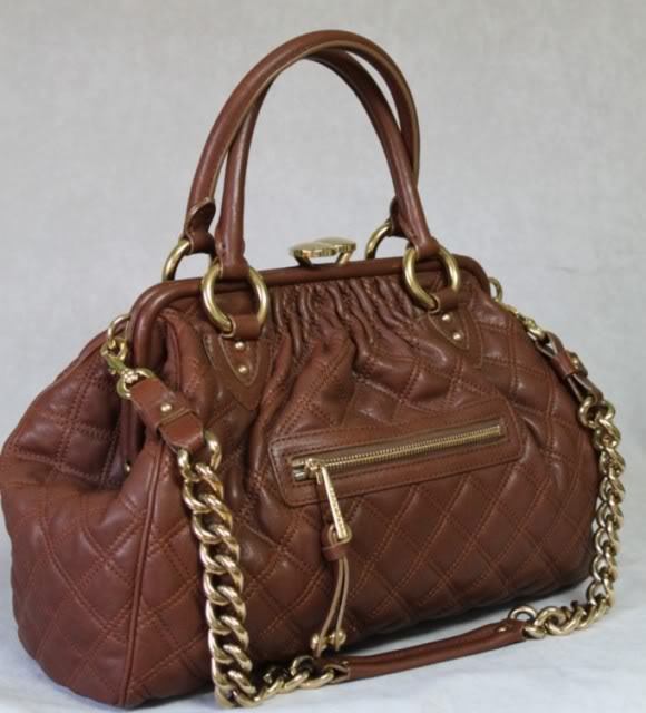 Marc Jacobs Stam Handbag Brown Satchel Gold Hardware Chains Cecilia NWT $1350