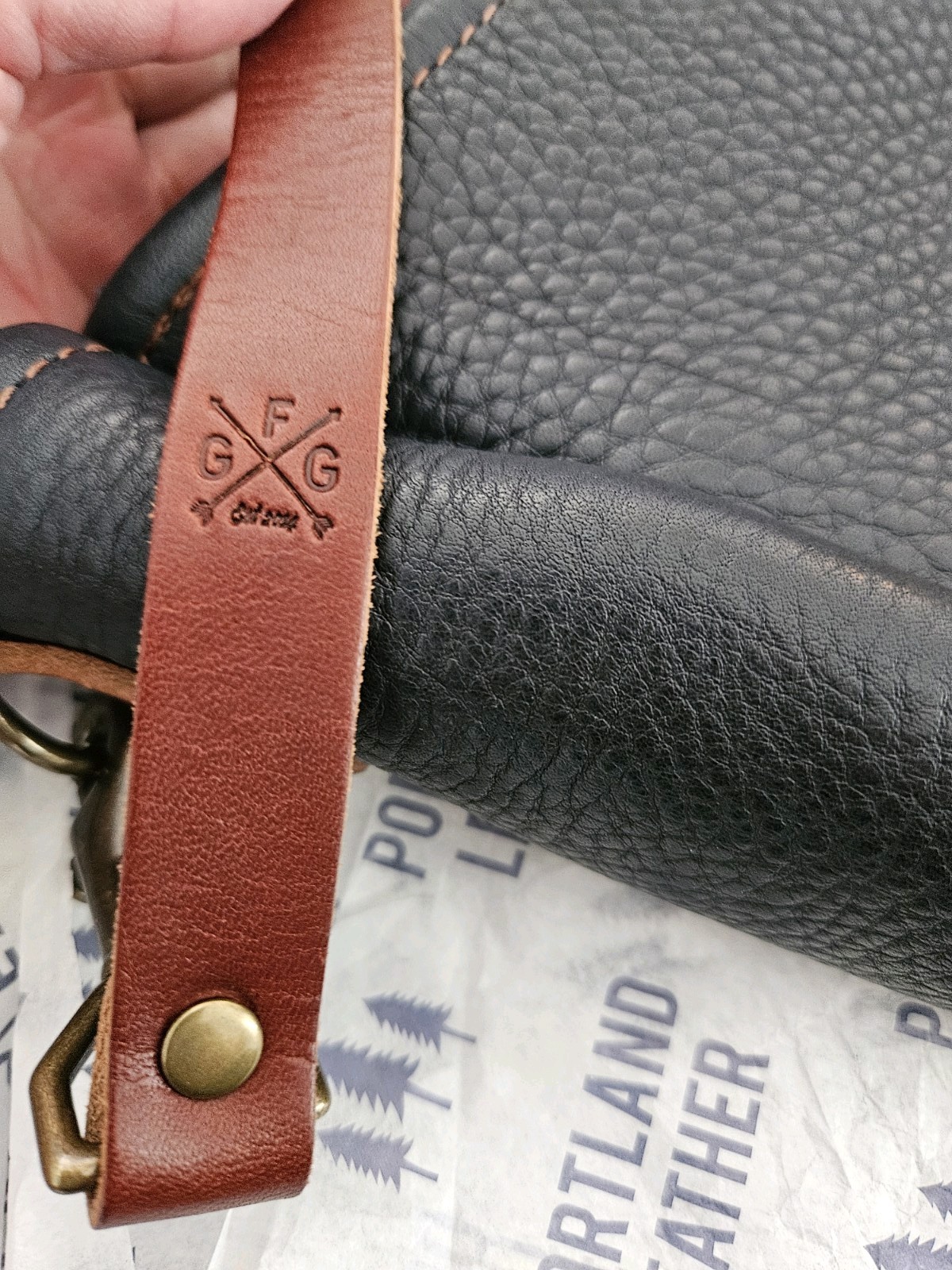 GFG Go Forth Goods – Smokey Blue Celeste Large Pebbled Leather Hobo Saddle Bag
