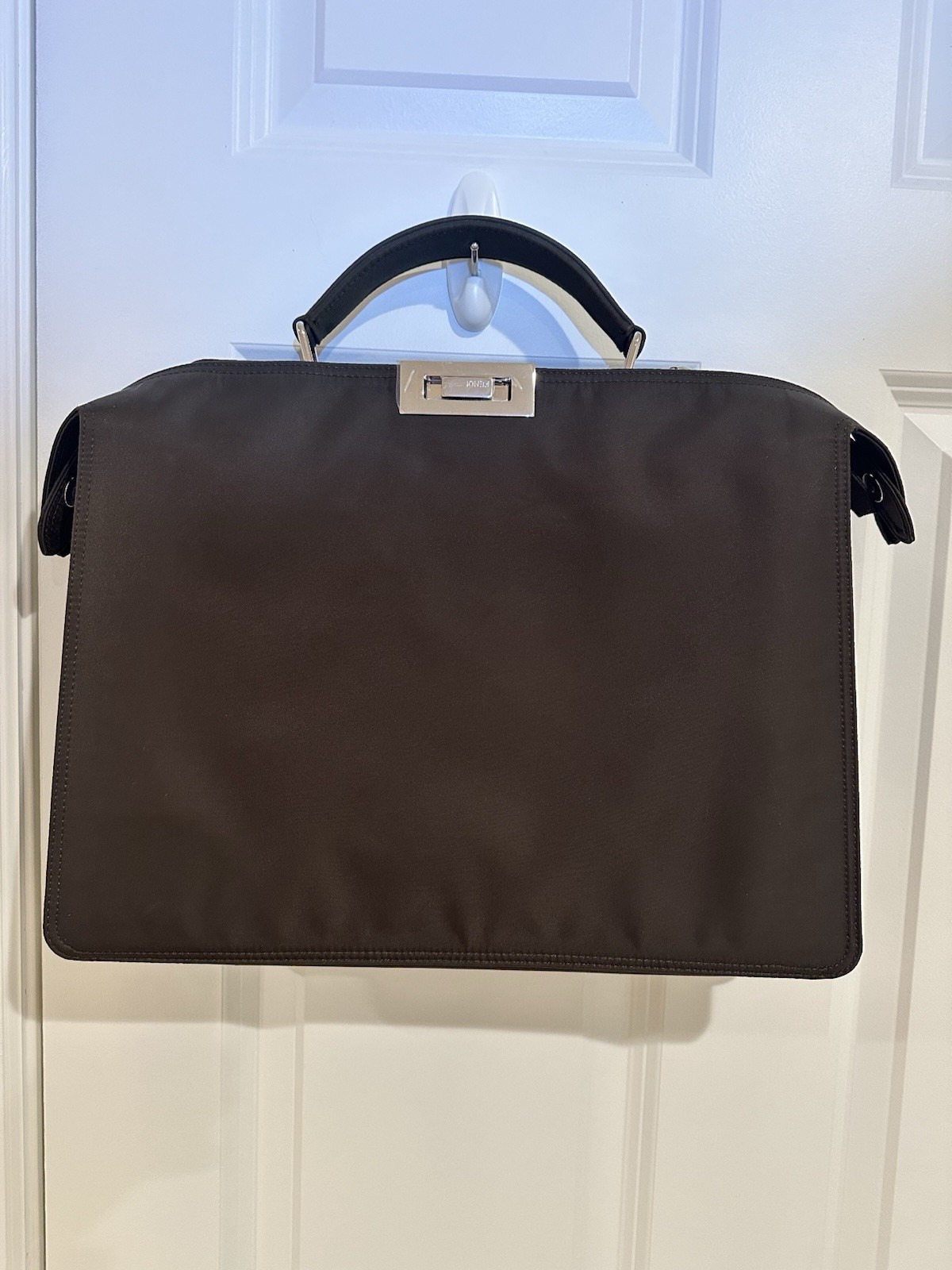 Fendi Peekaboo ISeeU Bag Nylon Medium Dark Brown w/ detachable strap & pochette