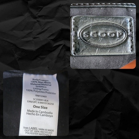 NWT Scoop Half Moon Satchel Black Crinkle Faux Leather Bag