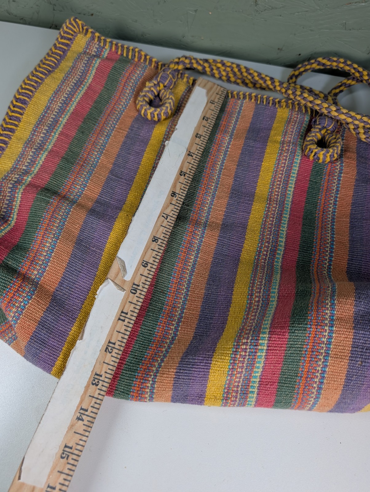 Catstudio Boho Coastal Beach Resort Woven Striped Tote Drawstring Lined Bag