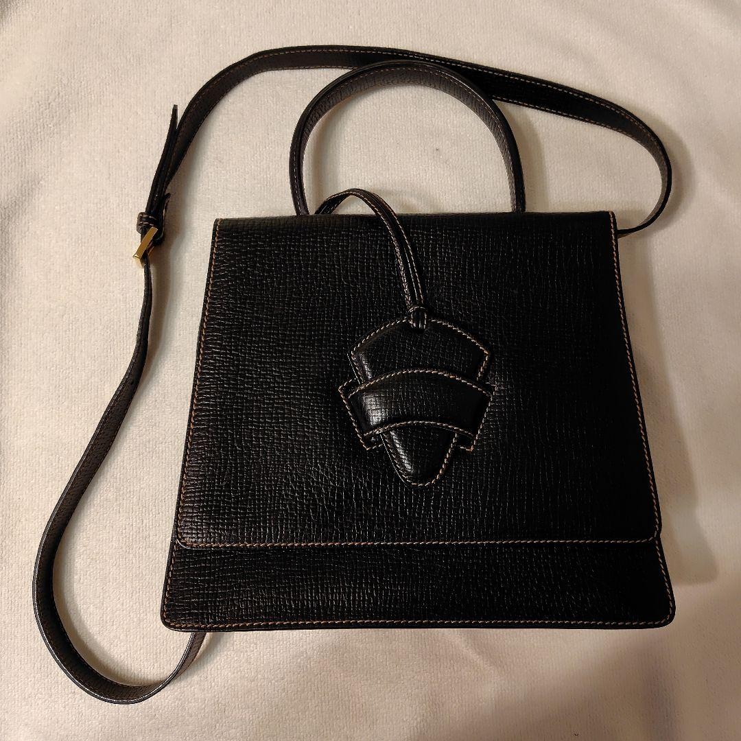 Loewe Barcelona Handbag Black Leather Shoulder Bag 9.65in Height
