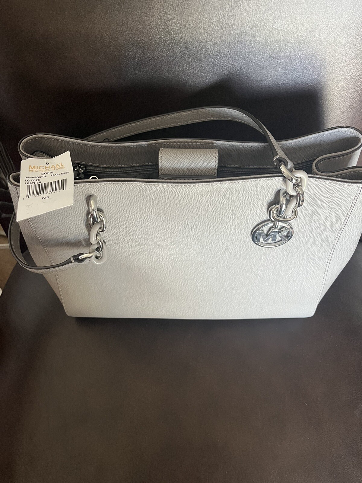 Michael Kors Sofia Pearl Grey Leather Tote NWT Brand New with Tag!