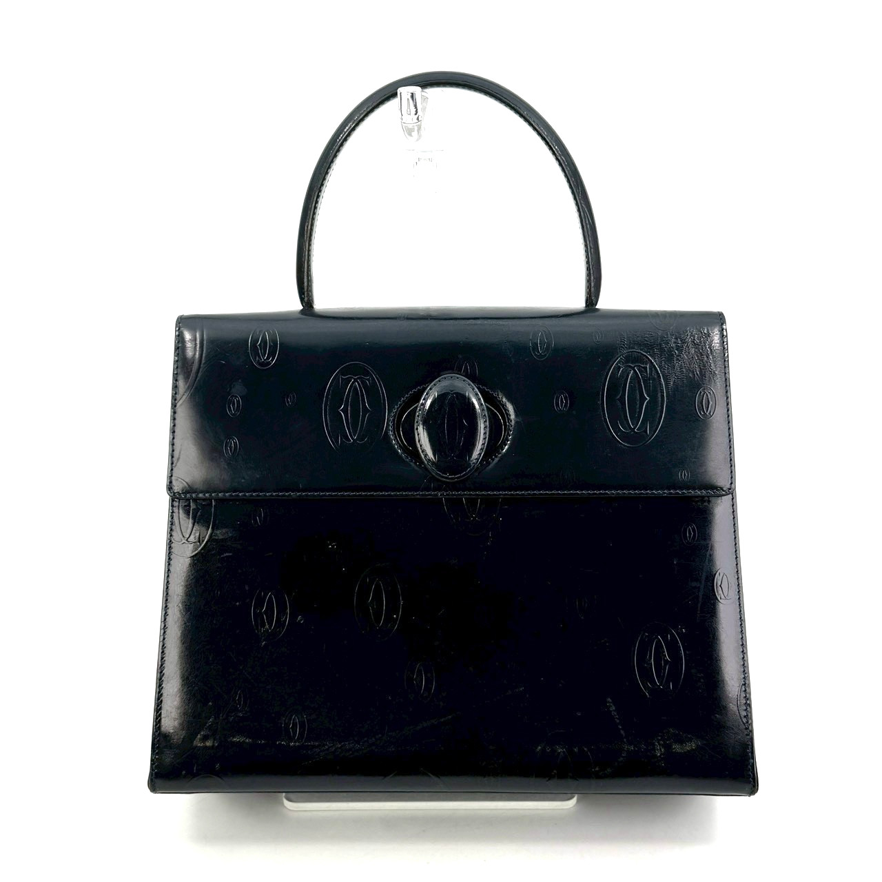 Vintage Cartier Happy Birthday Hand Bag Calf Leather Black Authentic