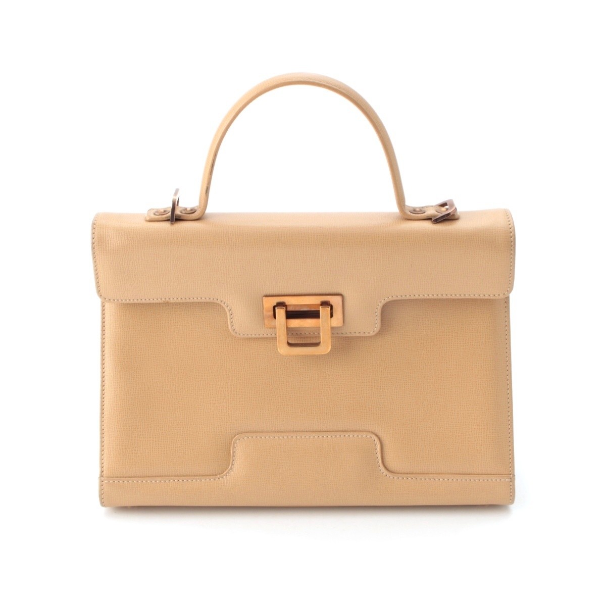Valextra leather Vintage Center Lock 2-Way Handbag beige