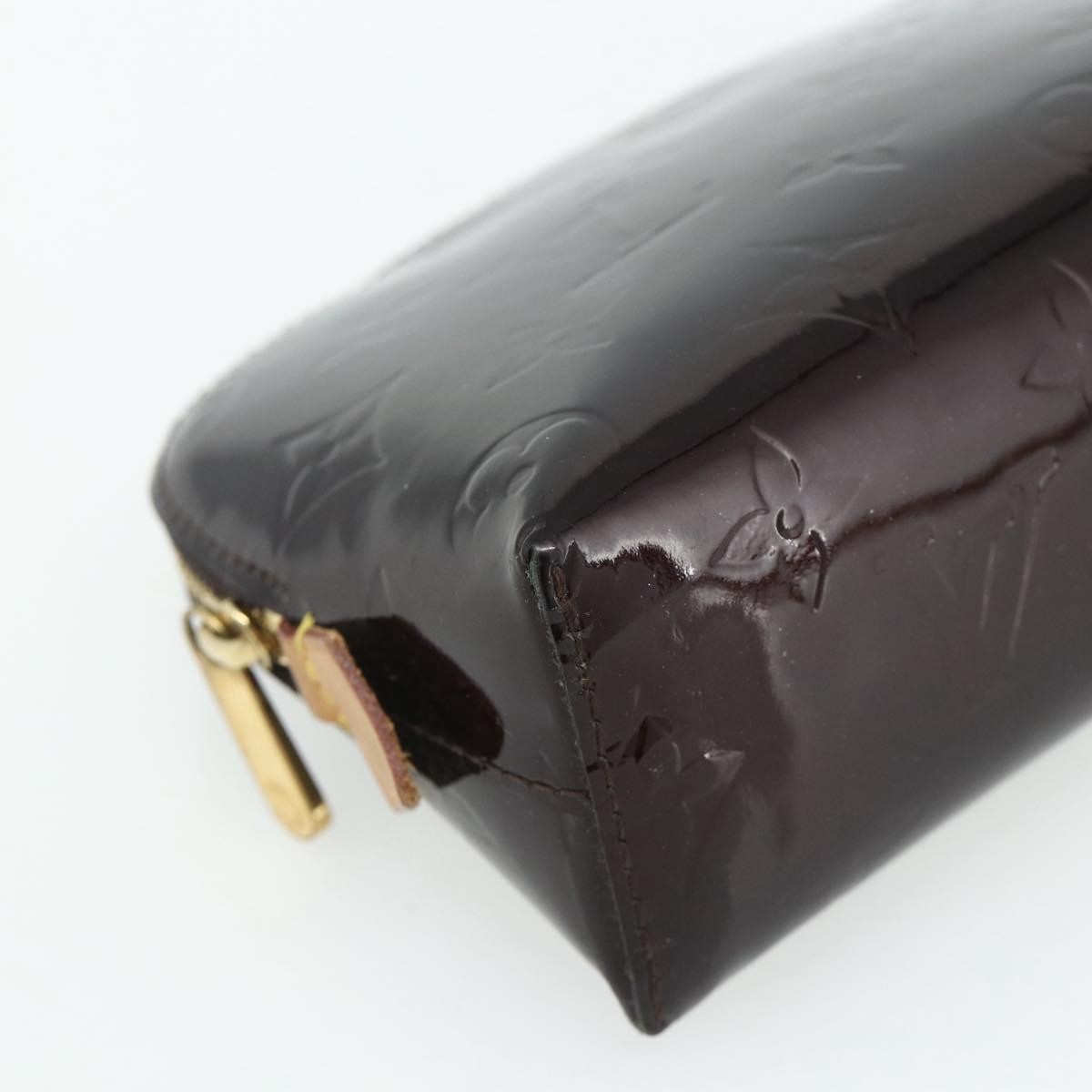 LOUIS VUITTON Vernis Pochette Cosmetic PM Pouch Amarante M91495 LV Auth 177298