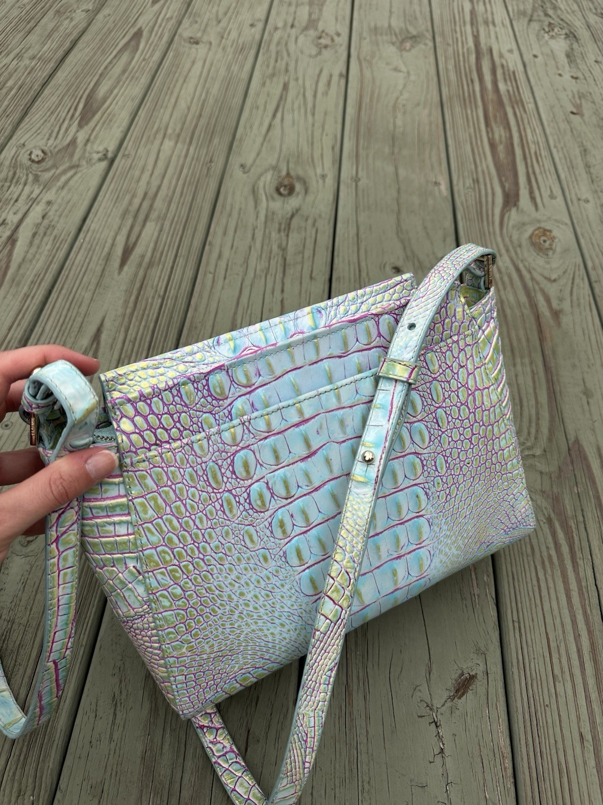 Brahmin Hillary Crossbody Cotton Candy Ombre Melbourne Leather Bag