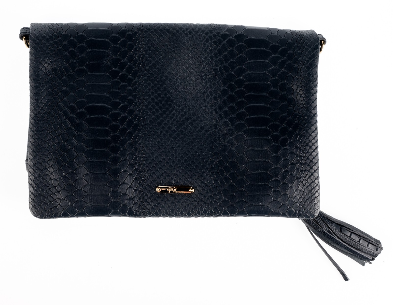Gigi Snake Python Embossed Leather Folding Clutch With Should Strap 13×10.5in
